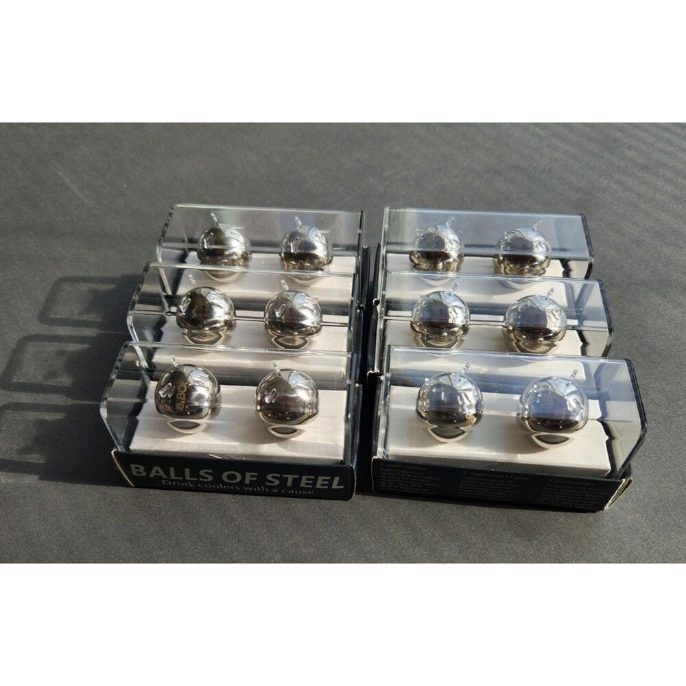 BALLS OF STEEL Whiskey/ Drink Coolers - New - Arctic  Core Technology 6 Sets
